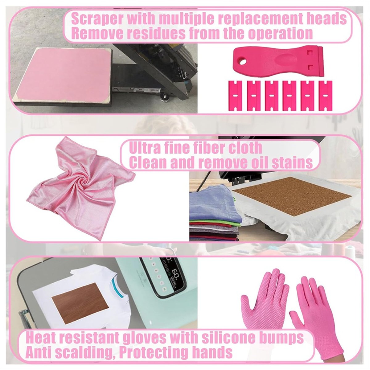 Heat Press Teflon Sheet - Reliable- 1set Sublimation Shirts Tool Pink