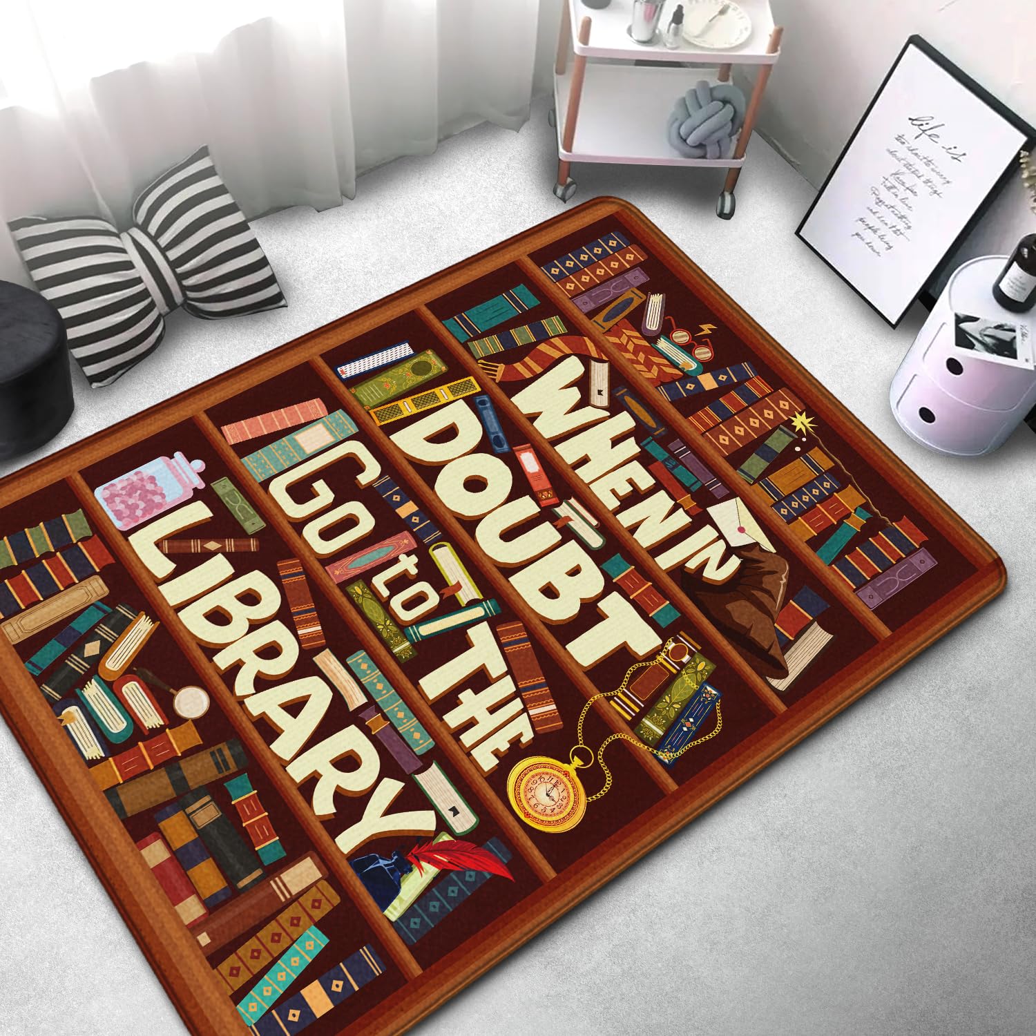 Bookshelf Area Rug for Teen St - Commercial Printing Books review and price